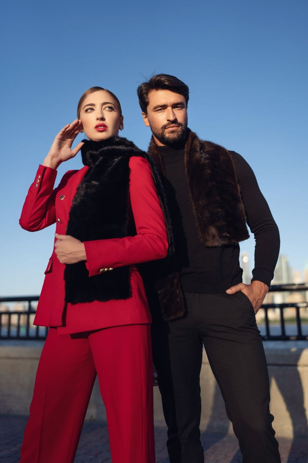 Mink Fur Scarf in Black