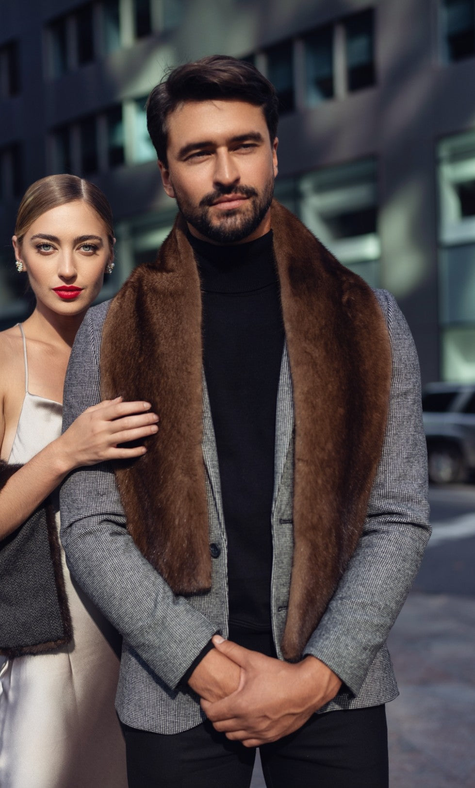 Mink Fur Scarf Full Skin Medium Brown