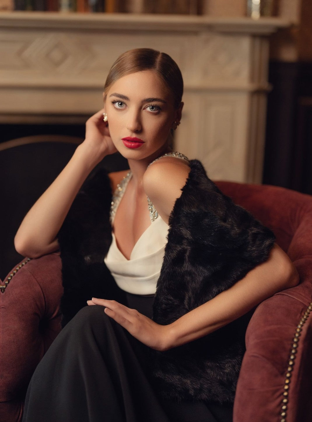 Mink Fur Scarf in Black