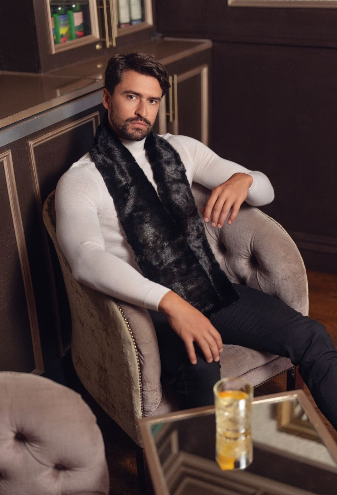 Mink Fur Scarf in Black